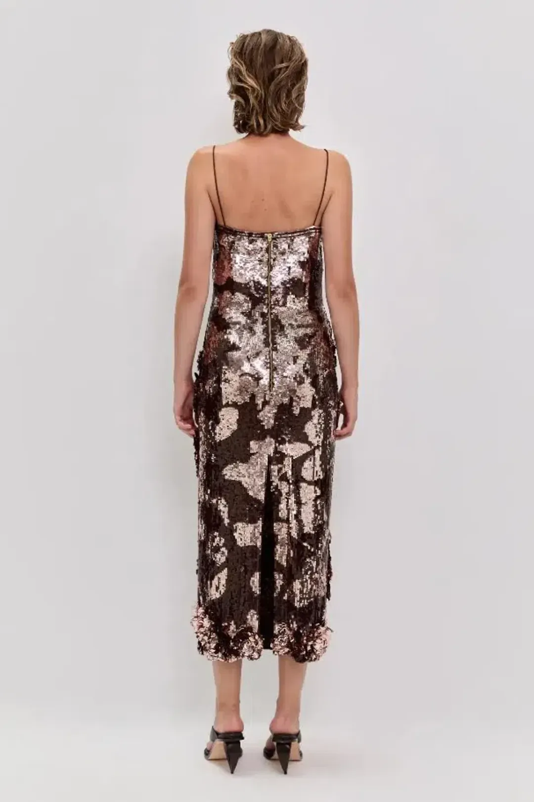 🤎 BRAND NEW AJE Halo Midi Sequin Dress – Size 10 - Chocolate Brown - Formal Evening Outfit🤎 for rent on The Volte - main image