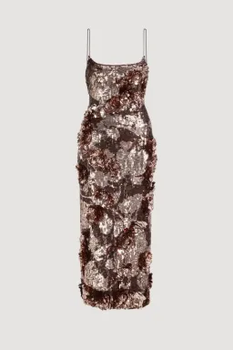 🤎 BRAND NEW AJE Halo Midi Sequin Dress – Size 10 - Chocolate Brown - Formal Evening Outfit🤎 for rent on The Volte - image 4