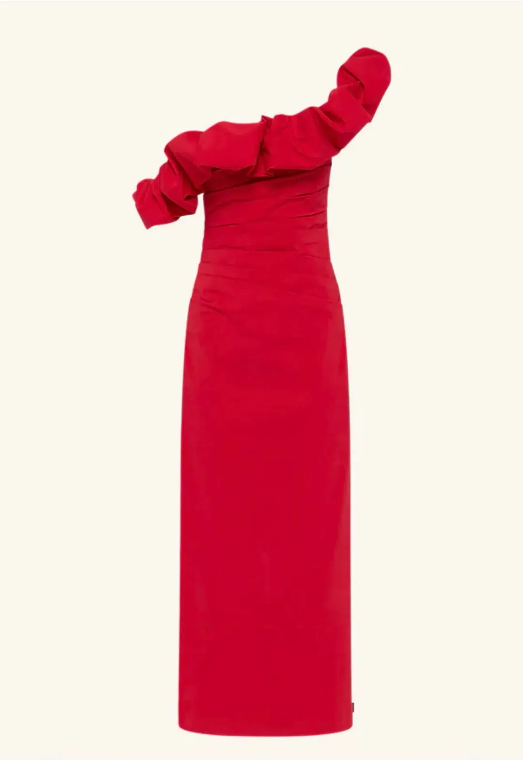 Shona Joy Campbell Ruffle Draped Maxi Dress Goji Red size 14 for rent on The Volte - main image