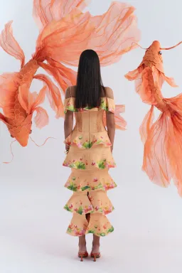 Justin Tong Nirvana Maxi Dress in Orange Tropical Print for rent on The Volte - image 3