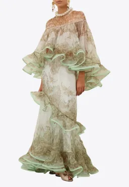ZIMMERMANN CRUSH EMBELLISED BLOUSE AND FLUTTER MAXI SKIRT for rent on The Volte - image 3