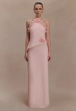 Melissa Chiffon Flower Maxi Dress - Baby Pink for rent on The Volte - image 3