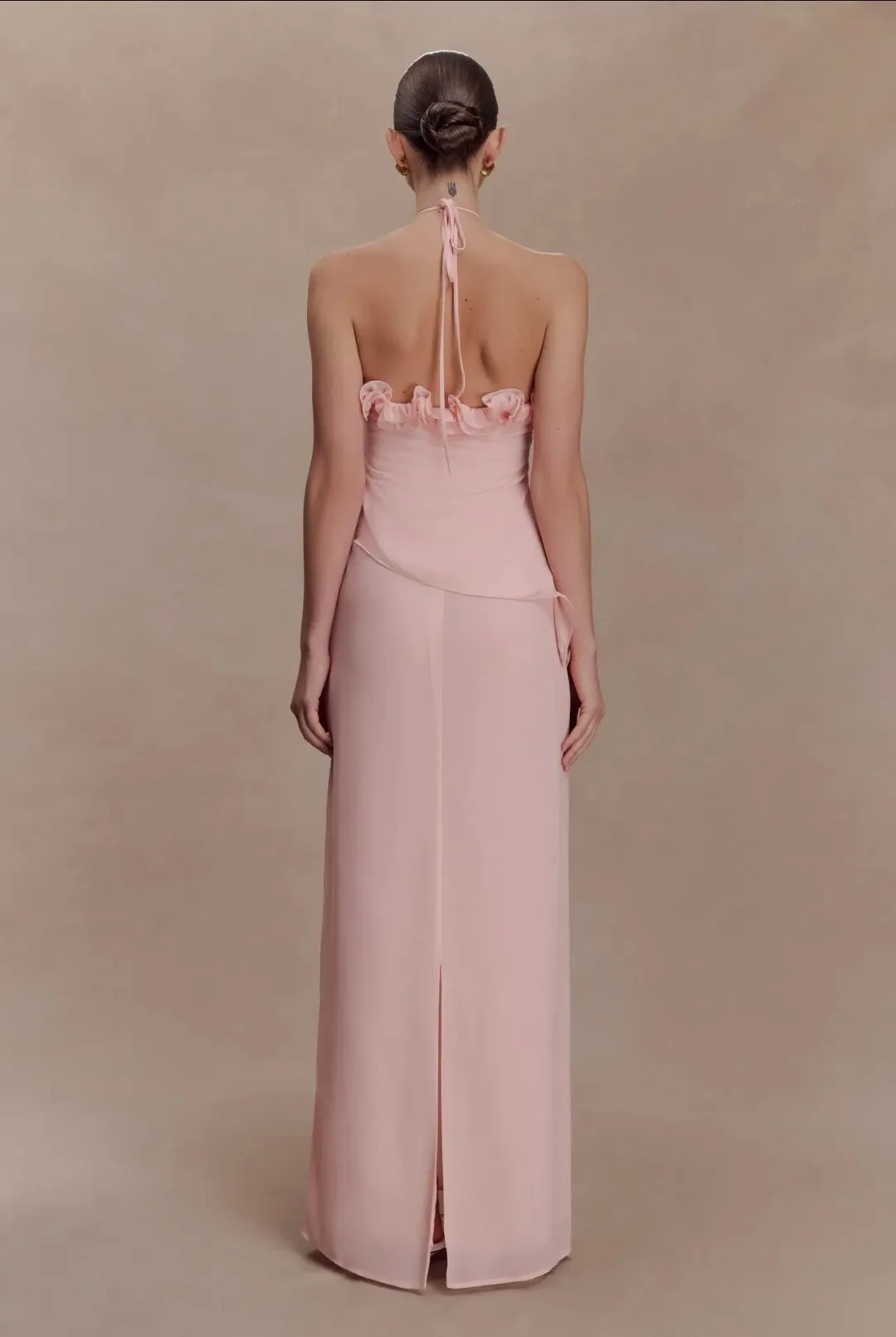 Melissa Chiffon Flower Maxi Dress - Baby Pink for rent on The Volte - main image