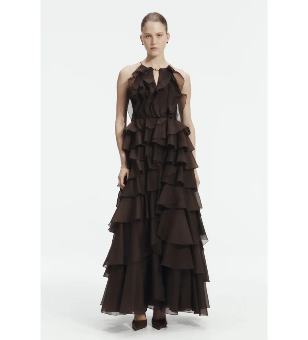Aje Cleo Gown in Carob Size 10 for rent on The Volte - main image