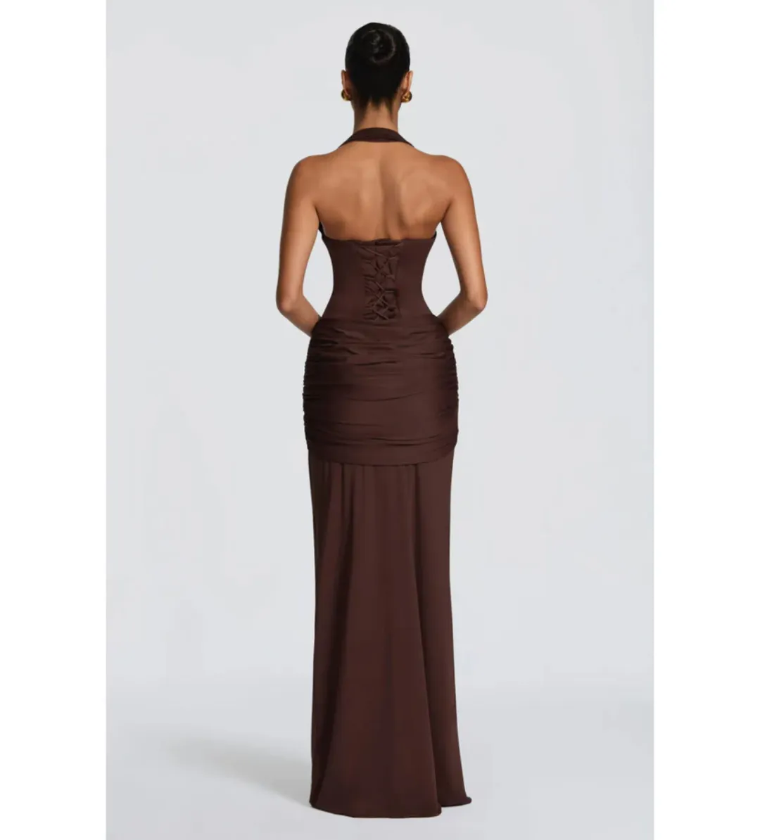Babyboo Gia Maxi Dress Plum Brown Size 8 for rent on The Volte - main image