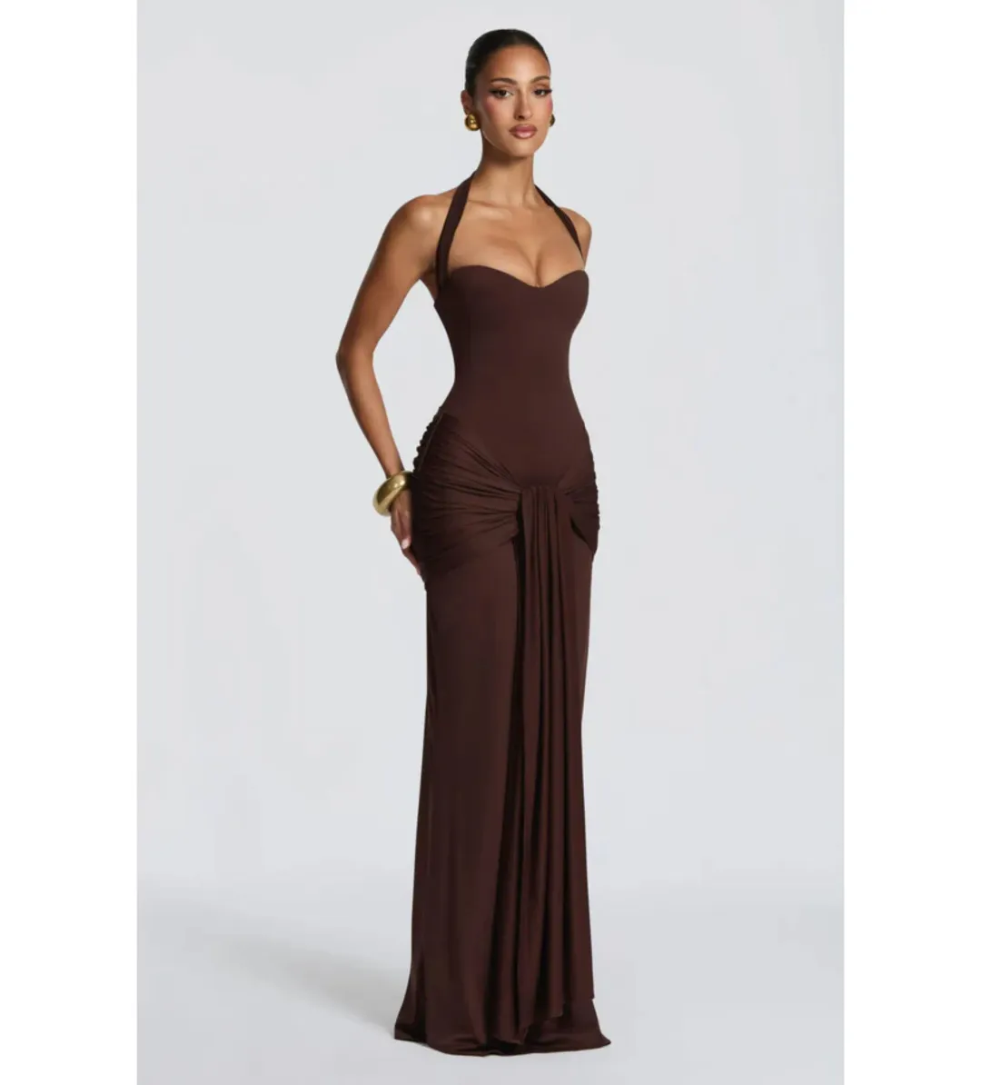 Babyboo Gia Maxi Dress Plum Brown Size 8 for rent on The Volte - main image
