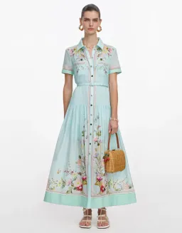 Mint Floral Organza Midi Dress by Self Portrait Size 8 for rent on The Volte - image 5