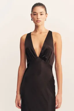 Shona Joy, Signature la lune plunged cross back maxi dress - Black for rent on The Volte - image 5