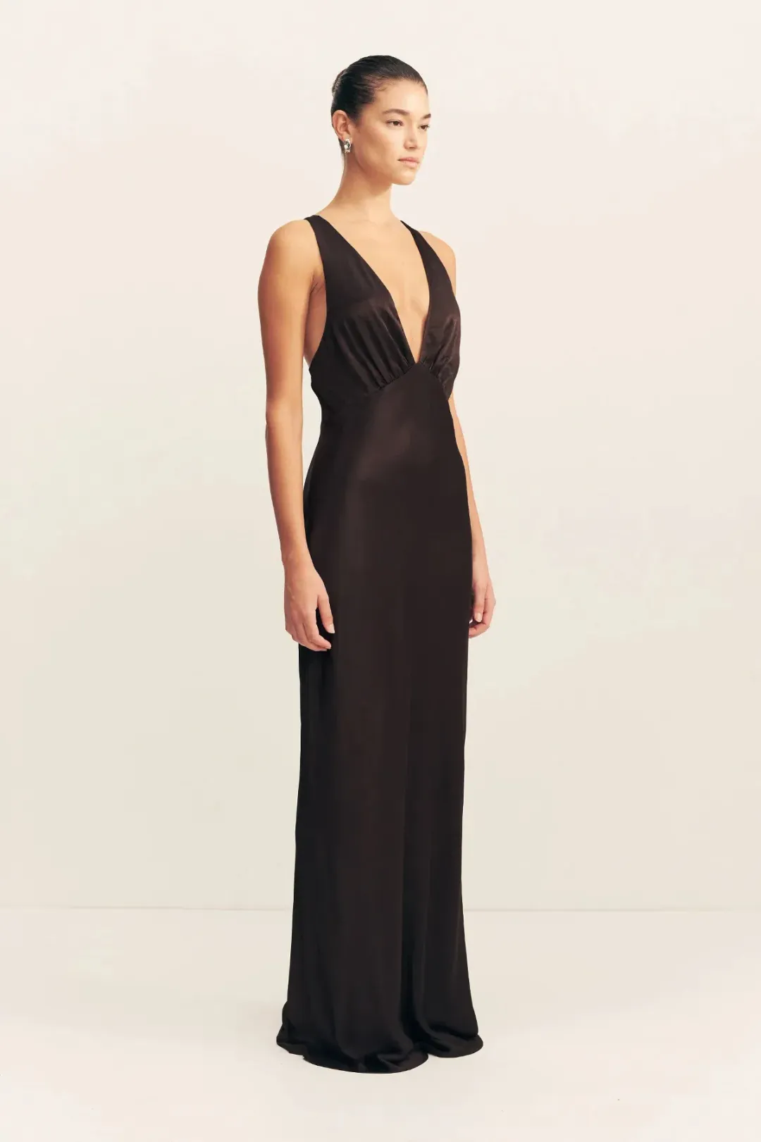 Shona Joy, Signature la lune plunged cross back maxi dress - Black for rent on The Volte - main image