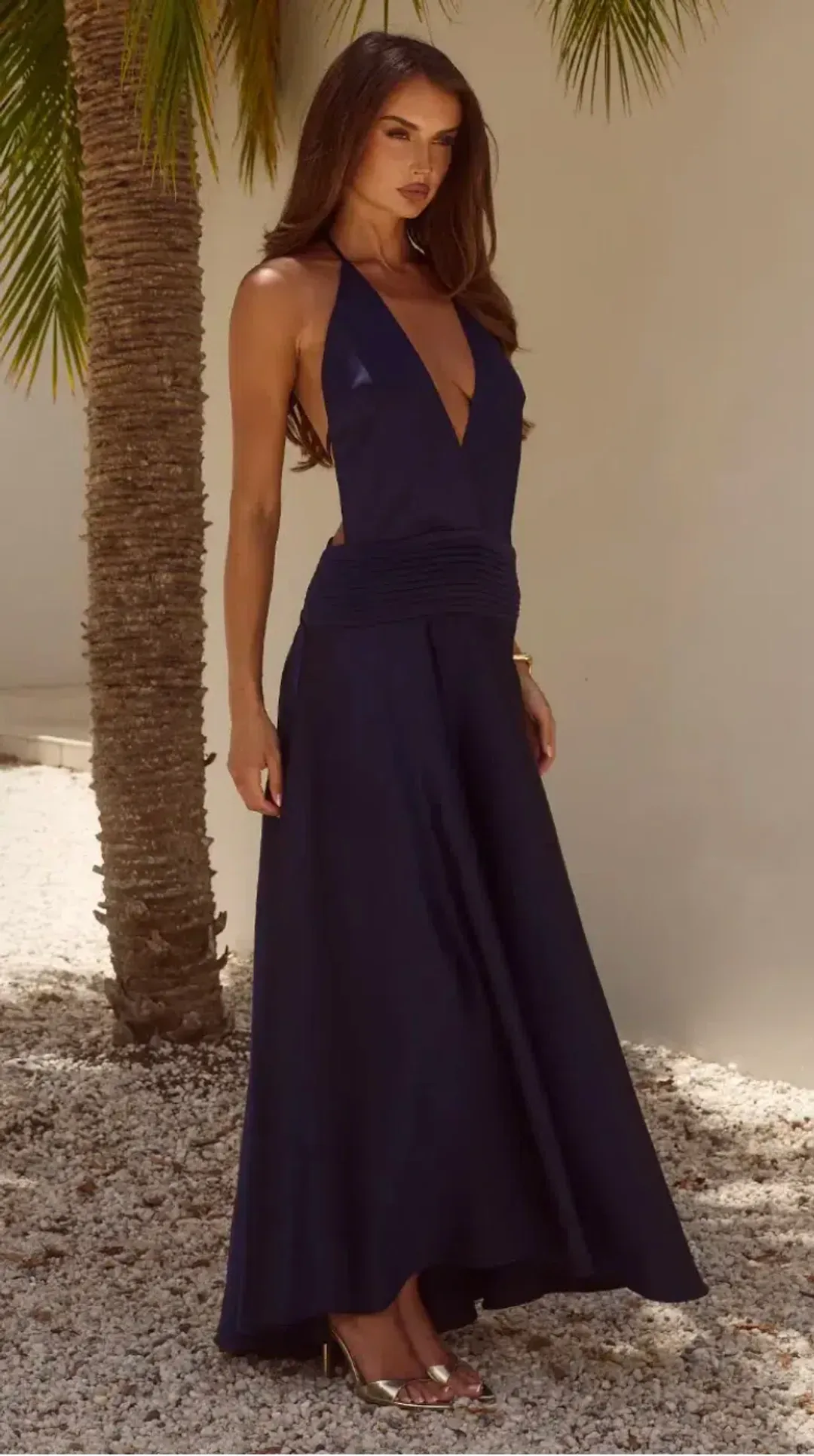 Runaway the Label Amadine Deep Plunge Maxi dress for rent on The Volte - main image