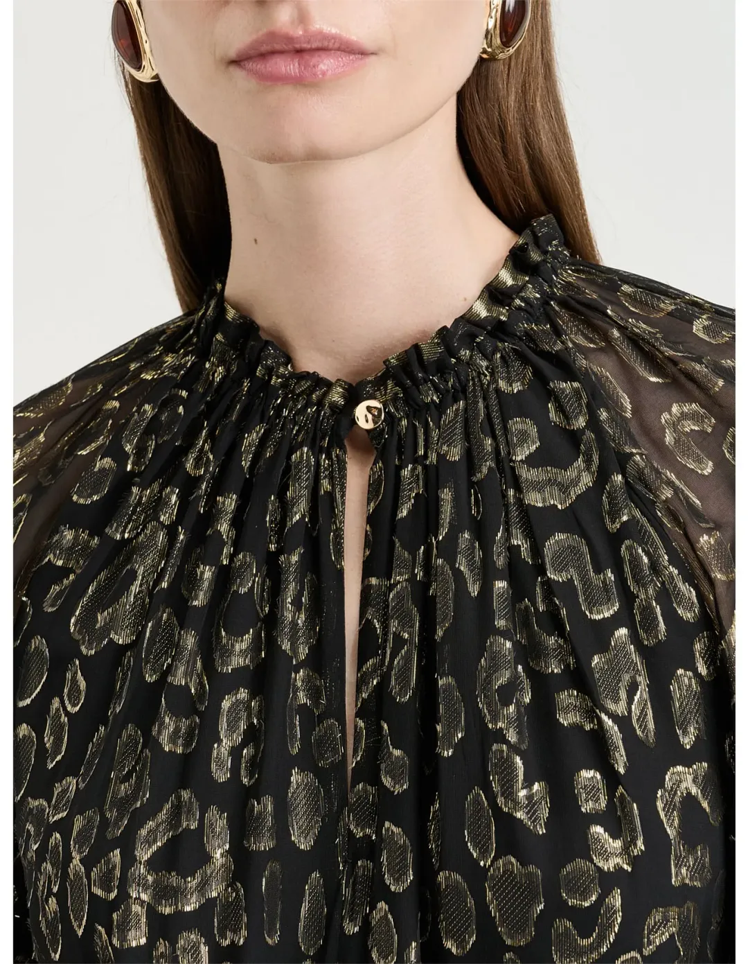 Veronika Maine Metallic Jacquard Georgette Dress Size 6 Black for rent on The Volte - main image