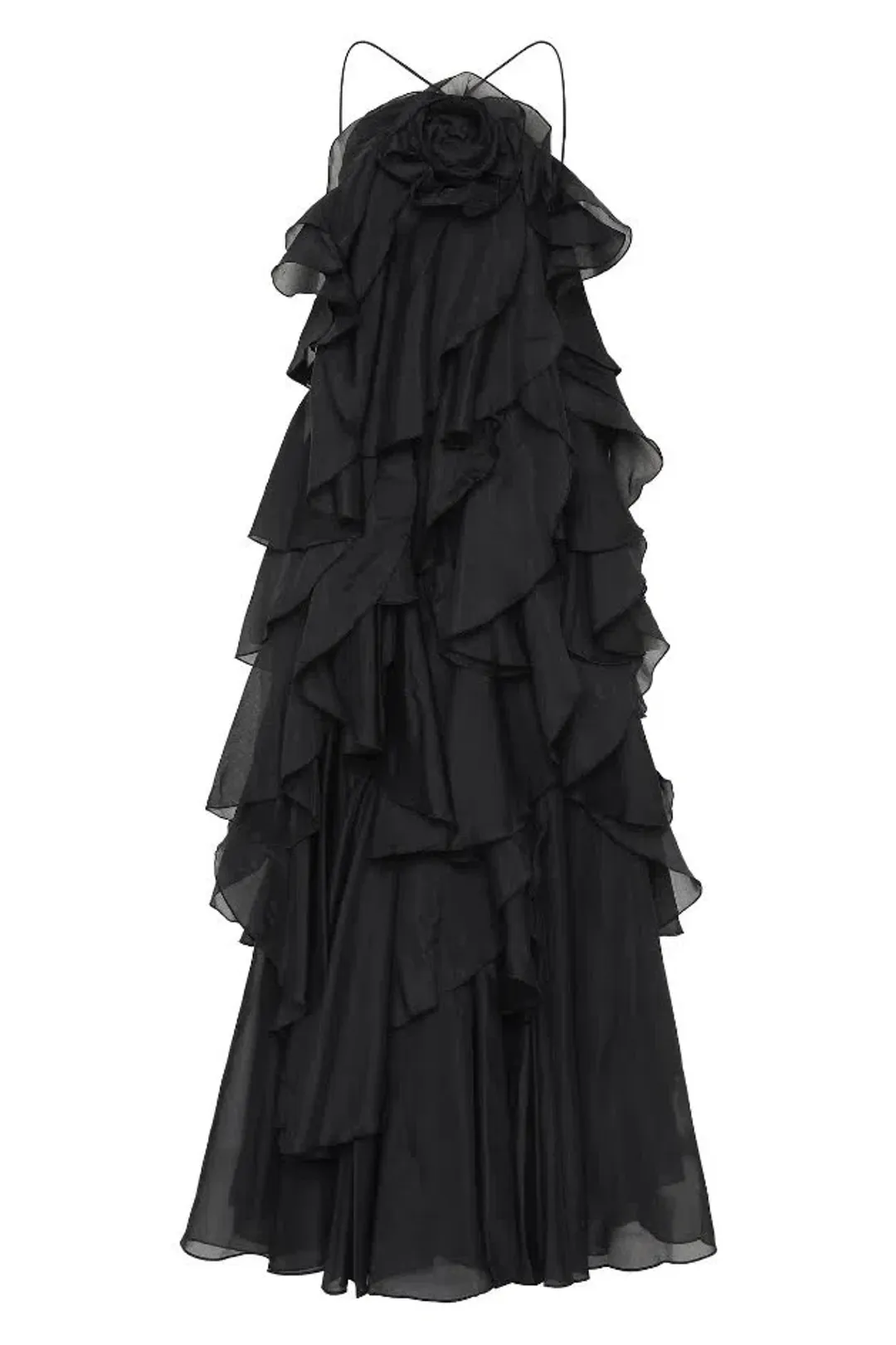 🖤 AJE Pandorea Layered Maxi Dress – Black – Size 12 Formal Tiered Gown 🖤 for rent on The Volte - main image