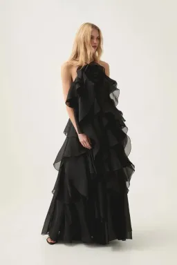 🖤 AJE Pandorea Layered Maxi Dress – Black – Size 12 Formal Tiered Gown 🖤 for rent on The Volte - image 4