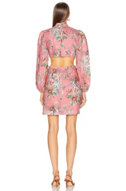 Zimmermann Bellitude Floral Pink Linen Mini Size 0 / AU 8 for rent on The Volte - image 3