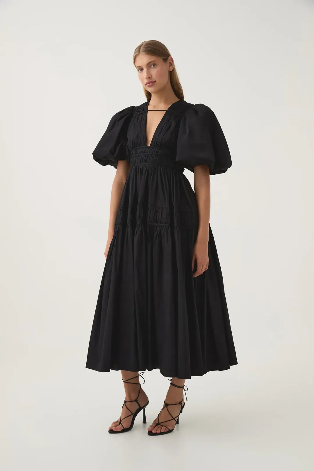 AJE Fallingwater Ruched Midi Dress for rent on The Volte - main image