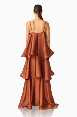 Elliatt Tilly Tiered Maxi Dress in Chestnut Brown sz 12 for rent on The Volte - image 2