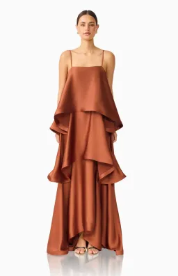 Elliatt Tilly Tiered Maxi Dress in Chestnut Brown sz 14 for rent on The Volte - image 1