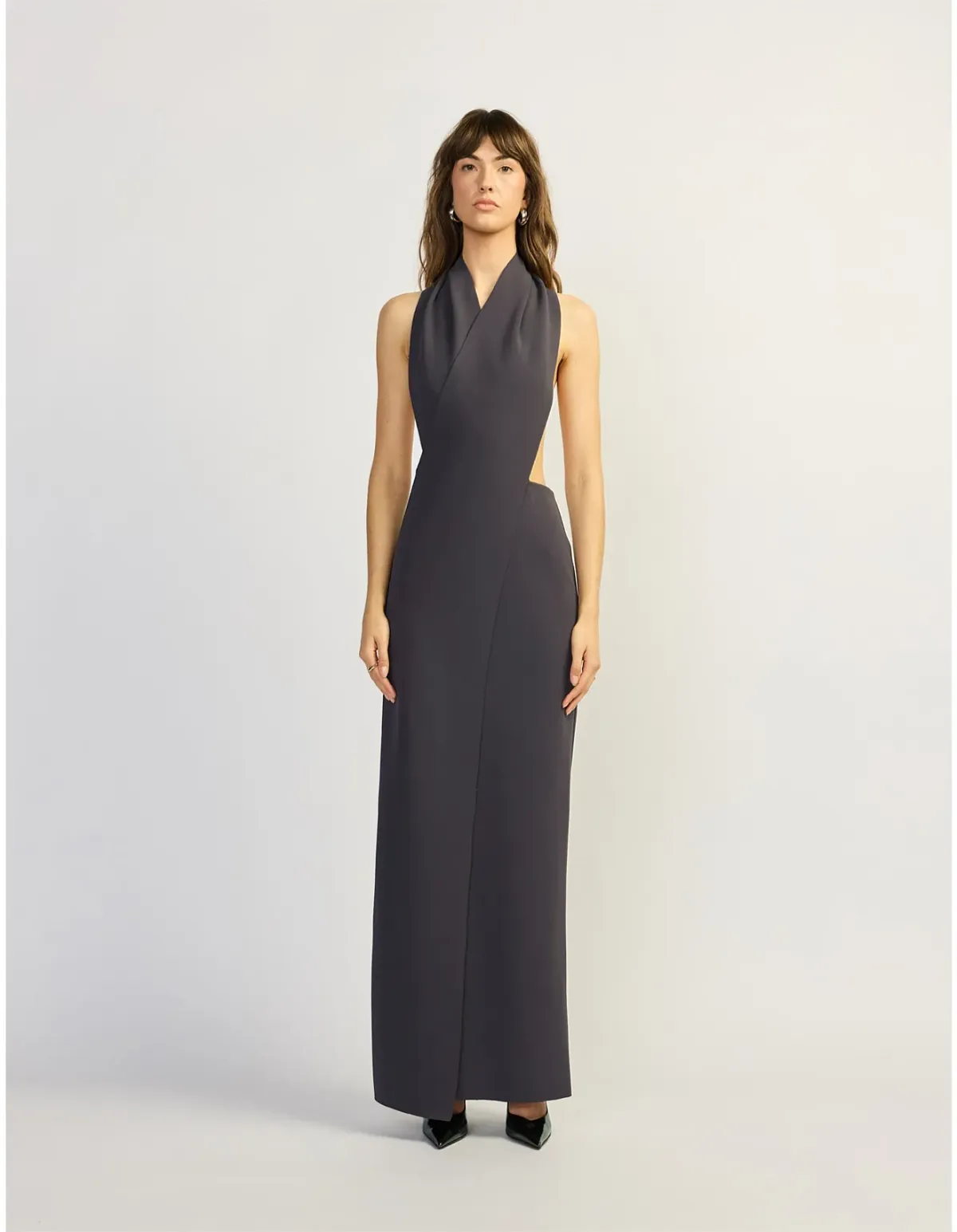 TOJHA Dova Sculpted Halter Open Back Maxi Dress M Steele for rent on The Volte - main image