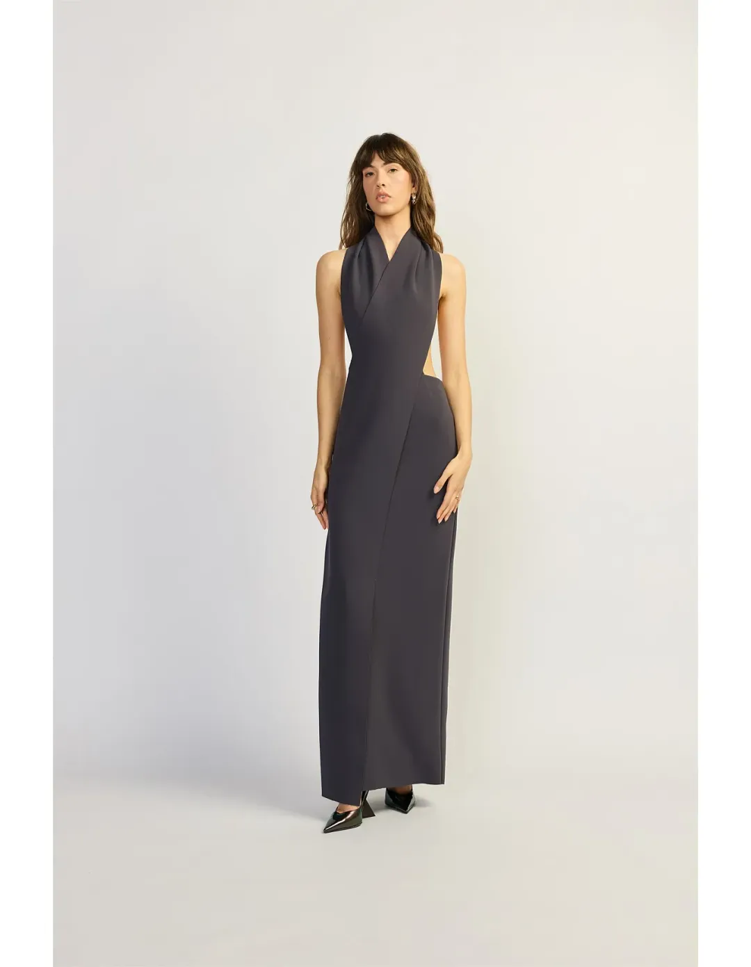 TOJHA Dova Sculpted Halter Open Back Maxi Dress M Steele for rent on The Volte - main image
