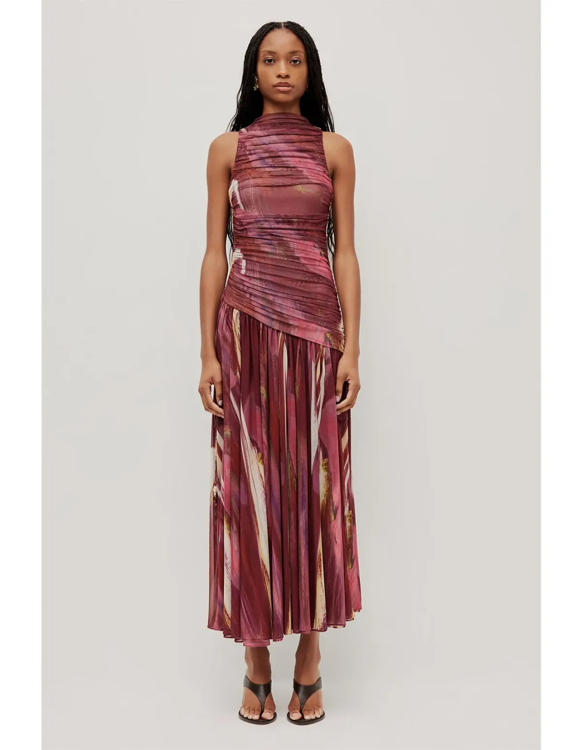 Aje Studio Ines Mesh Maxi Dress Burgundy Size 4 for rent on The Volte - main image