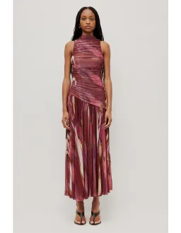 Aje Studio Ines Mesh Maxi Dress Burgundy Size 4 for rent on The Volte - image 1