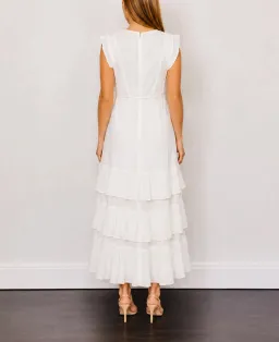 Zimmermann White Flutter Tiered Midi Dress Size 2 / AU 10-12 for rent on The Volte - image 2