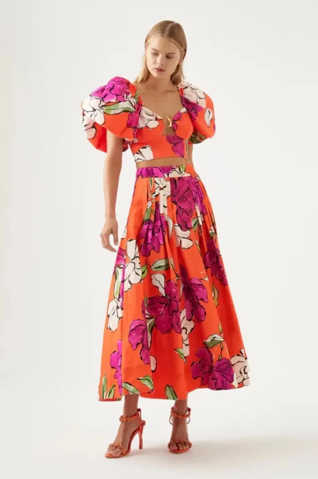Aje Vivid Camellia Set Marcel Top Lewis Skirt Size 16 for rent on The Volte - main image