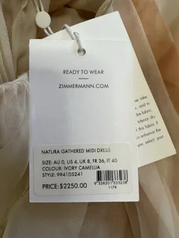 Zimmermann Natura Tiered Floral Silk Halter Neck Midi Dress Cream Peach Size 8 / 0 — Wedding Guest, Races, Cocktail for rent on The Volte - image 29