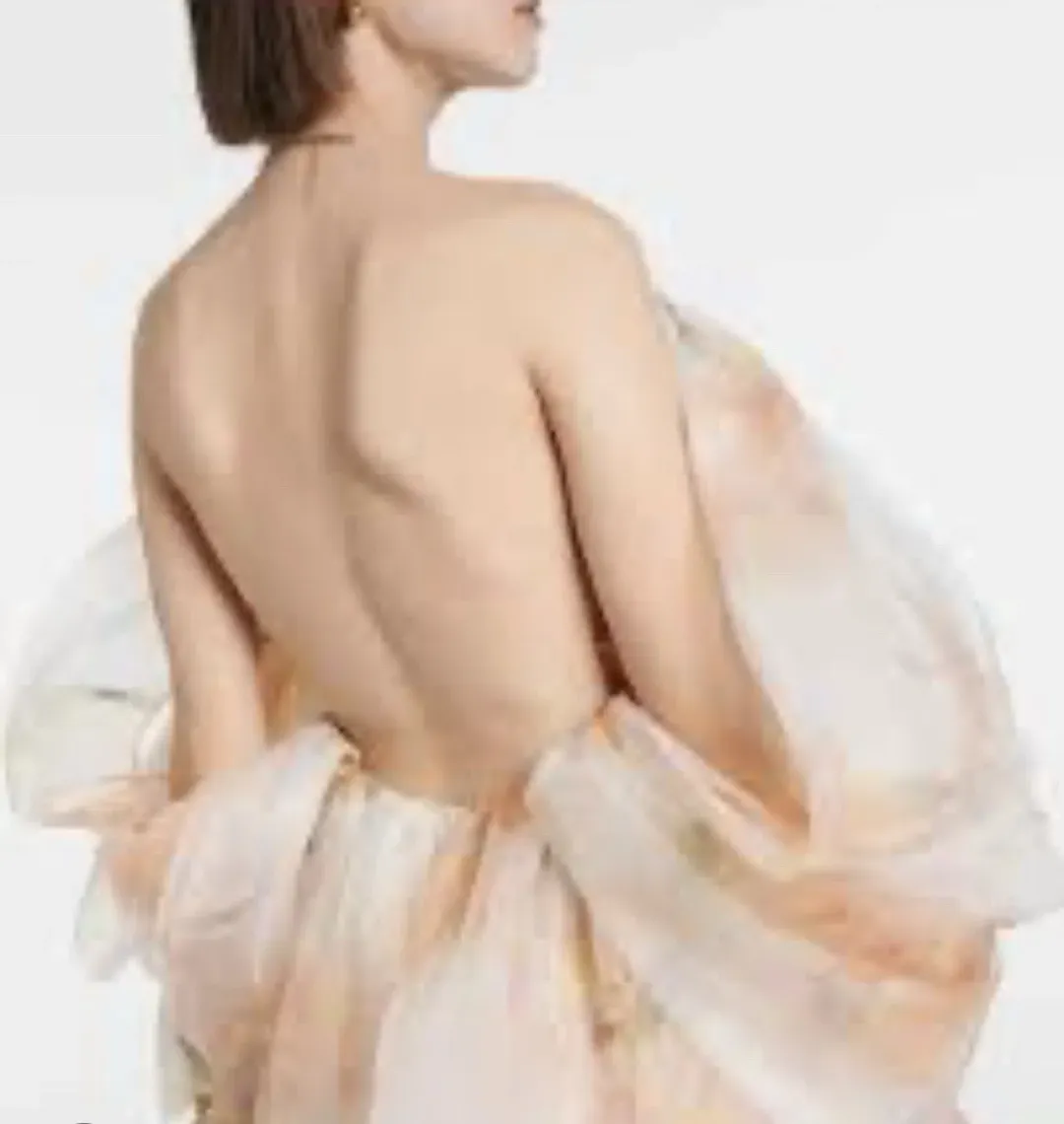 Zimmermann Natura Tiered Floral Silk Halter Neck Midi Dress Cream Peach Size 8 / 0 — Wedding Guest, Races, Cocktail for rent on The Volte - main image