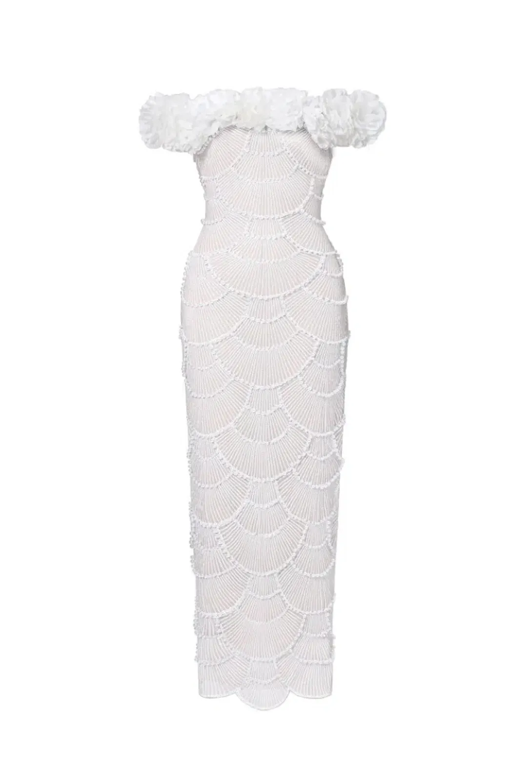 Bella Barnett Neela Romantic Contour Off Shoulder Pearl Floral Maxi Dress for rent on The Volte - main image