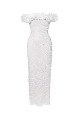 Bella Barnett Neela Romantic Contour Off Shoulder Pearl Floral Maxi Dress for rent on The Volte - image 3