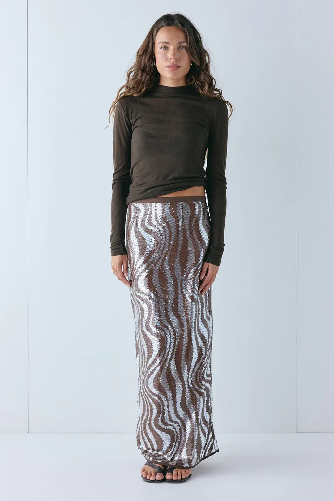 VRG GRL Metallic Sequin Skirt Size 6 for rent on The Volte - main image