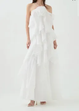 AJE WHITE PANDOREA LAYERED MAXI DRESS for rent on The Volte - image 1