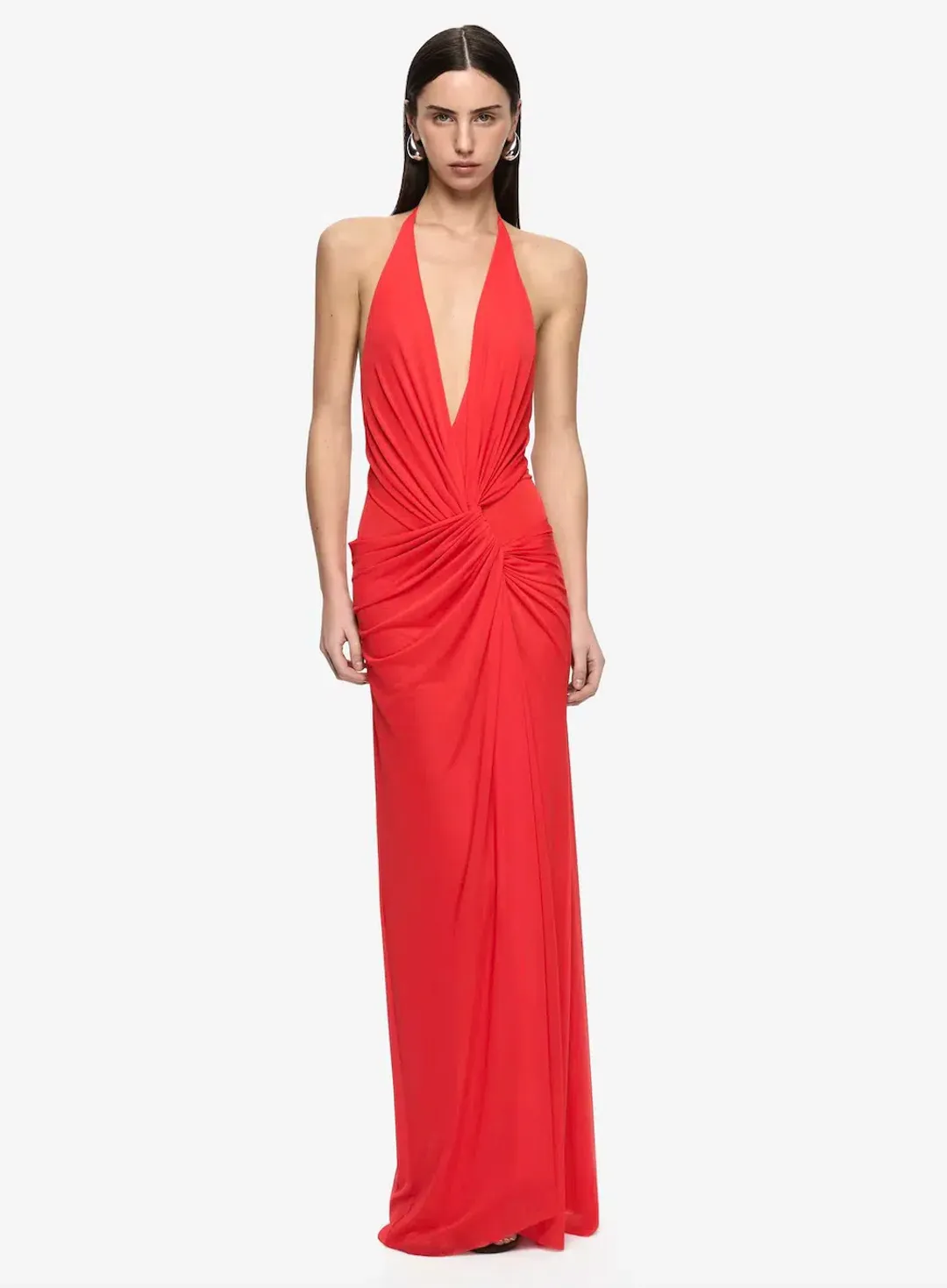 Xanthi V Neck Maxi Dress | Flame - Size 8 for rent on The Volte - main image