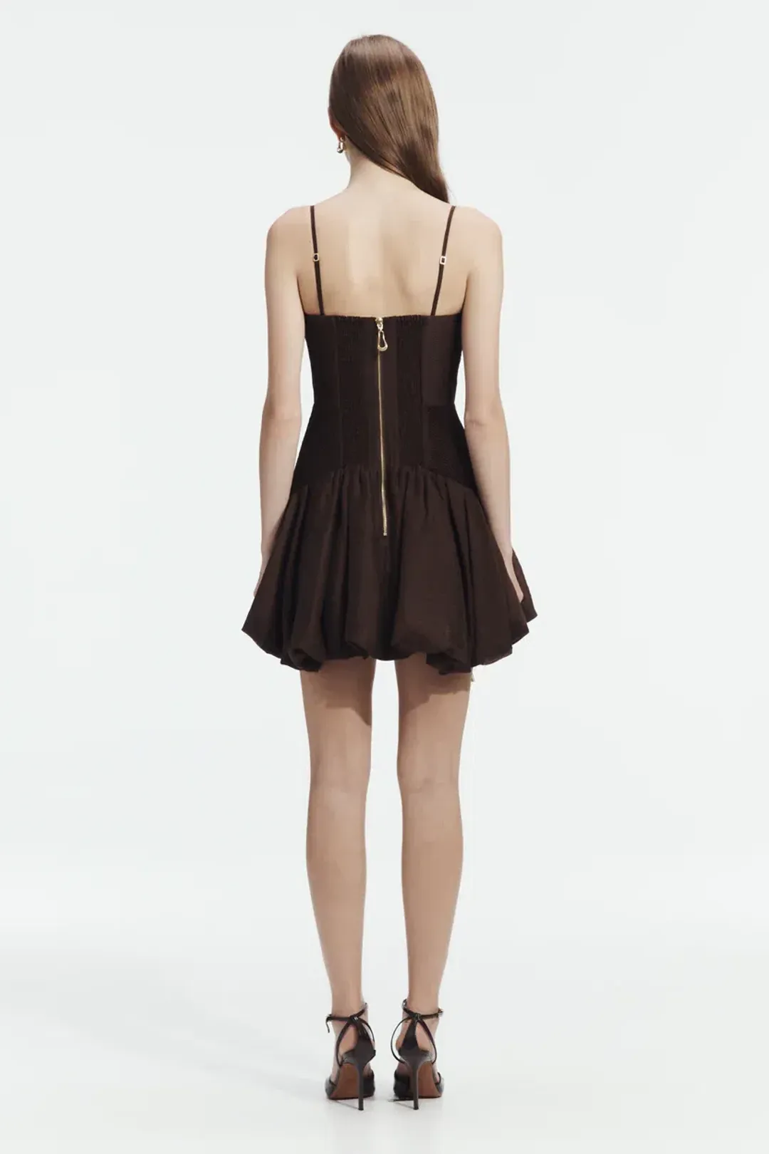 AJE Contour Mini Dress Chocolate Size 8 for rent on The Volte - main image