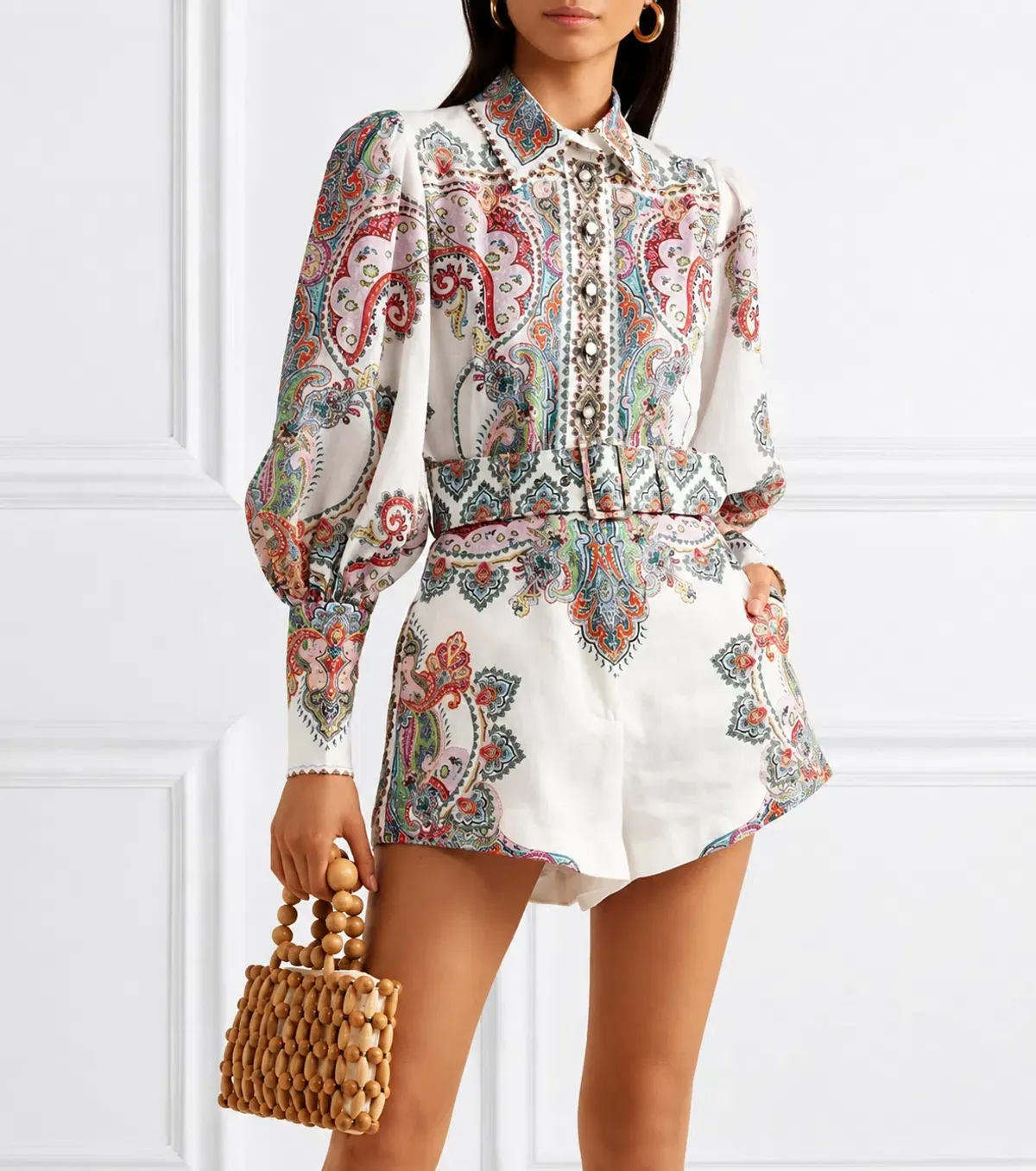 Zimmermann Ninety-Six Filigree Shirt Shorts Set in Lennon Paisley Size 0 / AU 8 for rent on The Volte - main image