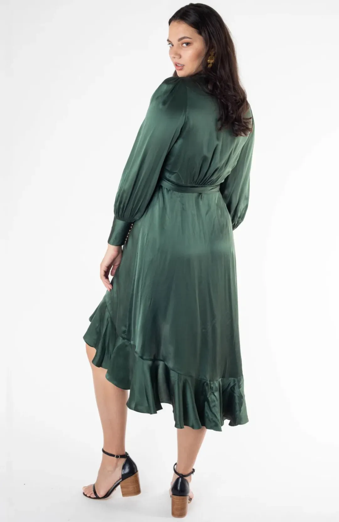 Zimmermann Silk Wrap Midi Dress Emerald Green, Size AU 8 / 0 for rent on The Volte - main image