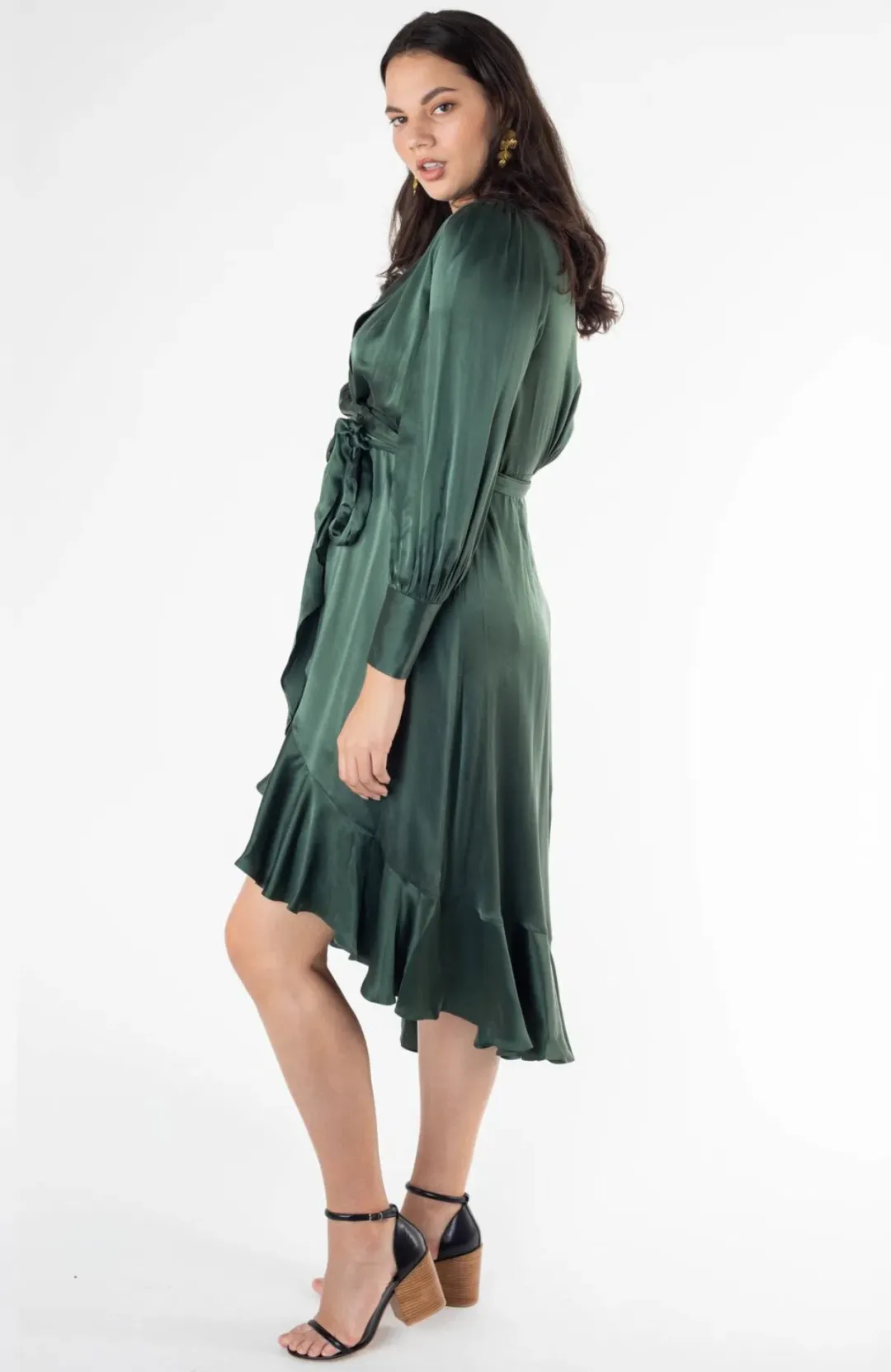 Zimmermann Silk Wrap Midi Dress Emerald Green, Size AU 8 / 0 for rent on The Volte - main image