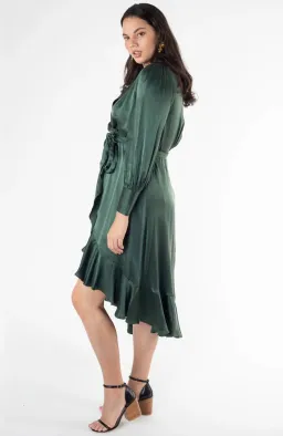 Zimmermann Silk Wrap Midi Dress Emerald Green, Size AU 8 / 0 for rent on The Volte - image 2