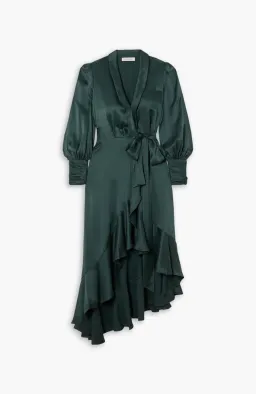 Zimmermann Silk Wrap Midi Dress Emerald Green, Size AU 8 / 0 for rent on The Volte - image 4