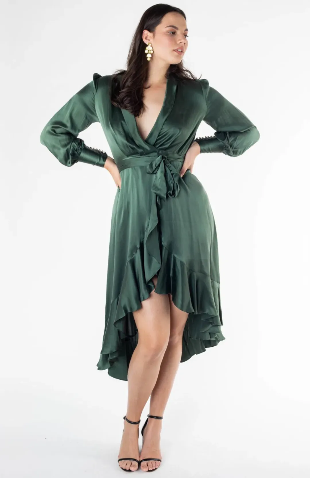 Zimmermann Silk Wrap Midi Dress Emerald Green, Size AU 8 / 0 for rent on The Volte - main image