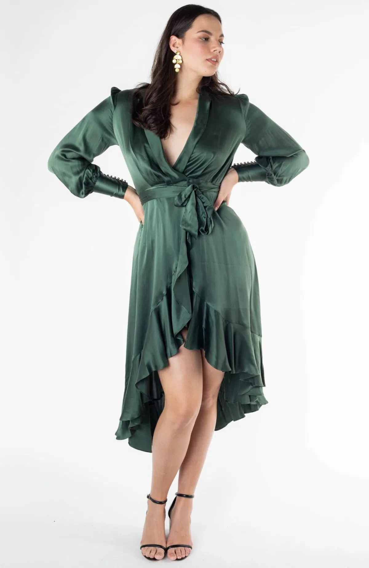 Zimmermann Silk Wrap Midi Dress Emerald Green, Size AU 8 / 0 for rent on The Volte - main image