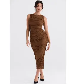 House of CB Laurie Coffee Crystallised Maxi Dress Size 6 for rent on The Volte - image 1