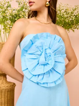 Issy Bustier Rose Midi Dress In Blue Size 16 for rent on The Volte - image 2