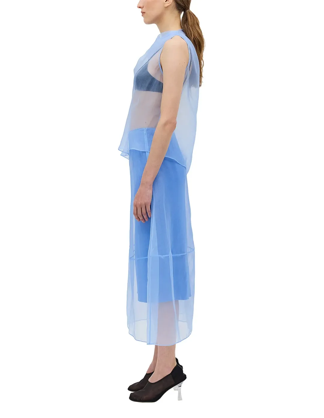 Bianca Spender Sky Organza Curvature Skirt Size 1 Blue for rent on The Volte - main image