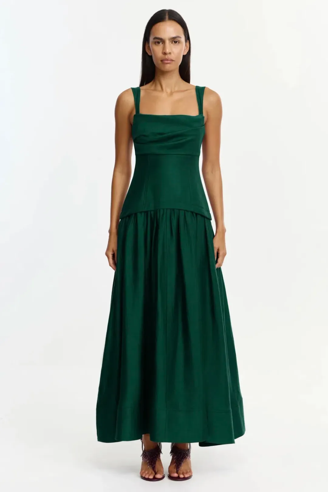 Acler Reeve Maxi Dress size 12 Deep Emerald  for rent on The Volte - main image