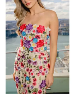 Elliatt Rosette Strapless Midi Dress Floral Size Large for rent on The Volte - image 2