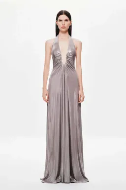 MISHA JENNIFER CUPRO FOIL JERSEY MAXI DRESS SIZE 8 for rent on The Volte - image 1