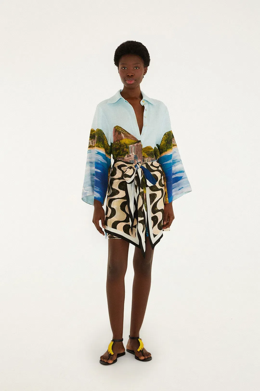 Farm Rio Copacabana Beach Long Sleeve Kimono in Multicolor Size S / AU 8 for rent on The Volte - main image