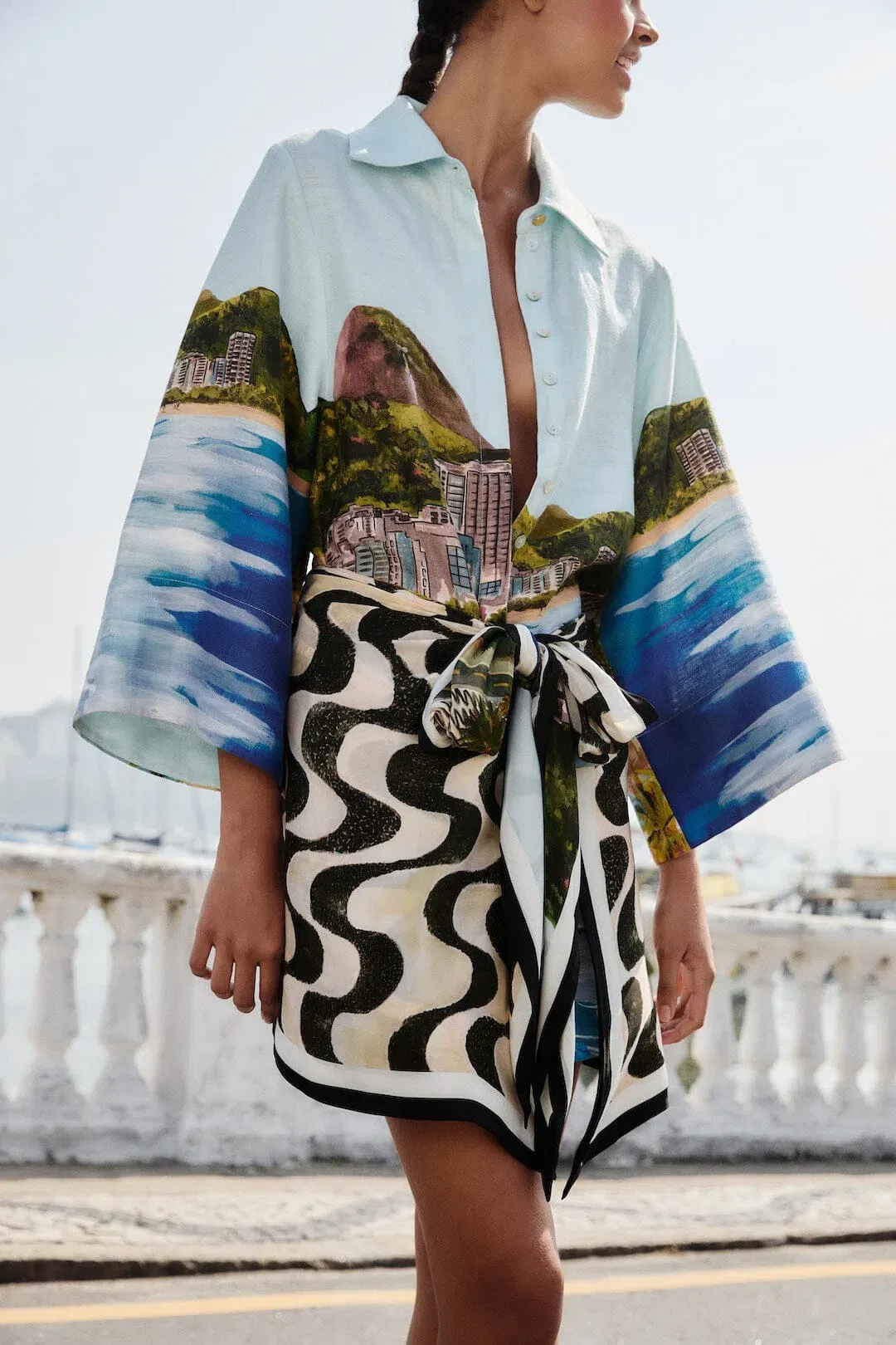 Farm Rio Copacabana Beach Long Sleeve Kimono in Multicolor Size S / AU 8 for rent on The Volte - main image